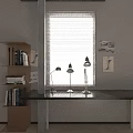 Three Modern Metal Table Lamps by Window with Blinds and Natural Light