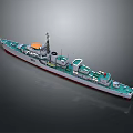 Green And White Military Patrol Boat With Antenna Superstructure And Deck Equipment