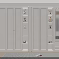Modern White Wardrobe Interior Design With Lighted Display Shelves And Decorative Items 3d model