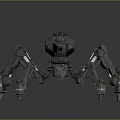 Mechanical Quadruped Robot With Heavy Weaponry And Metallic Armored Structure 3d model