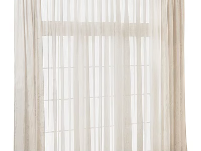 Beige Linen Curtains With Sheer Panels For Modern Home Window Decor 3d model