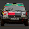Detailed Race Car Model With CHAMPION FERODO Logos And Colorful Racing Livery