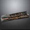 Wooden Water Boat With Green And Brown Hull And Interior Seats Design