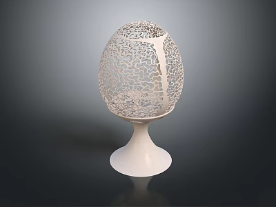 Elegant Lighting Combination with Egg-shaped Hollow-out Design and White Base 3d model