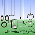 Modern Metallic Pendant Lights With Circular Square Designs And Stylish White Light Glow