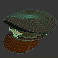 Brown Military Style Hat With Red Brim Golden Badge And Classic Design
