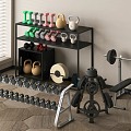 Fitness Equipment Barbell Dumbbell Kettlebell Fitness Equipment Storage Rack 3d model