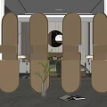 Modern Golden Arched Metal Room Divider With Mirrored Panels For Interior Decor