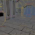 Stone Building Interior With Carved Walls Stone Floor Steps And Doorway