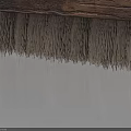 Wooden Broom with Long Handle and Brush Head on Dark Background