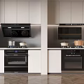 Modern Kitchen Interior With White Cabinets Black Stove Oven Range Hood And Appliances
