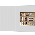 Modern Light Gray Bookcase With Open Storage Compartment And Many Books 3d model