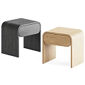 Modern Wooden Bedside Tables With Dark And Light Curved Design 3d model