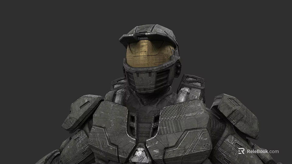 Game and Movie Character Armored Sci-Fi Warrior with Detailed Helmet and Body Armor 3d model 