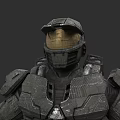 Game and Movie Character Armored Sci-Fi Warrior with Detailed Helmet and Body Armor