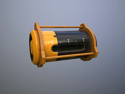 Stylish Yellow And Black Cylindrical Storage Furniture With Handle And Smooth Surface 3d model