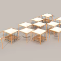 Multiple Roadside Facilities With White Roofs Metal Frames And Rest Seats Arrangement