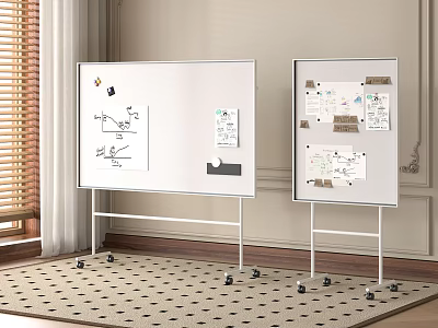 Mobile Whiteboards With Diagrams Notes And Stickers On Wheeled Stands 3d model