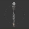 Tall Tower Equipment With Spherical Top And Metal Frame Support Structure 3d model