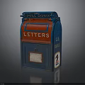 Vintage U.S. Mail Pull Down Letter Box With Red Letters And Blue Body