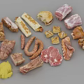 Assorted Fresh Meat Products With Sausages Bacon Hamburger Roasted Chunks And Wraps
