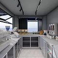 Coffee And Craft Beer Stand With Blue Awning And Beverage