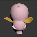 Cute Pink Pig Figure with Yellow Wings on Dark Shiny Surface