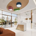 School Reception Area With Modern Design Sofa And Colorful Lights 3d model