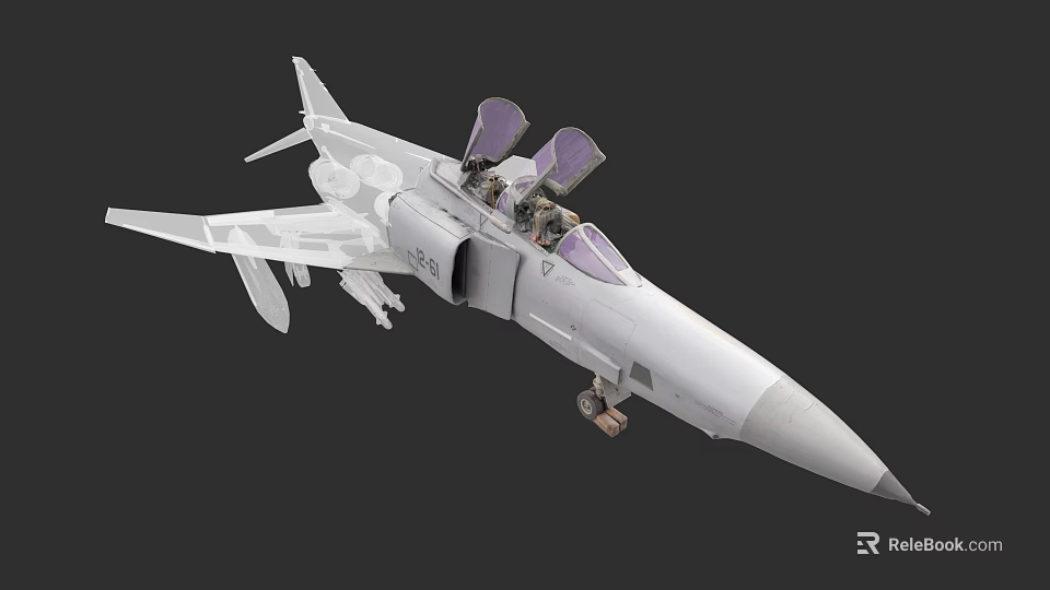 Scale Military Fighter Jet Model Featuring Open Canopy And Weapon Attachments 3d model