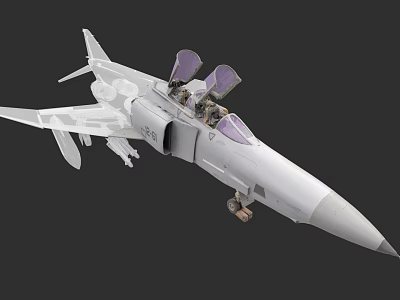 Scale Military Fighter Jet Model Featuring Open Canopy And Weapon Attachments 3d model