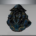 Artistic Blue Creature Sculpture With Intricate Multiple Limbs And Colorful Accents