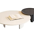 Modern Circular Light And Dark Coffee Tables With Open Book On Top 3d model