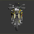 Yellow and Black Adventure Motorcycle With Windshield Luggage Rack and Off Road Tires