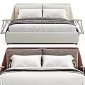 Modern Upholstered Double Bed With Soft Bedding Pillows And Side Nightstand Design 3d model