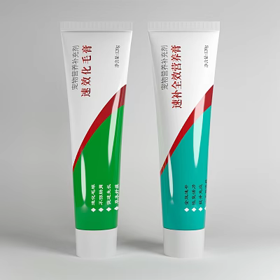 Essential Bathroom Accessories Toothpaste Tubes With Green And Blue Packaging Design 3d model