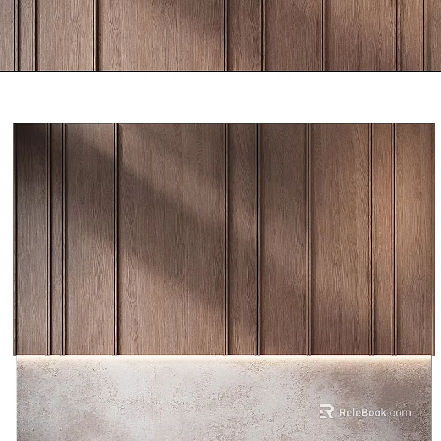 Wooden Background Wall With Vertical Panel Design And Warm Lighting For Modern Interior 3d model 
