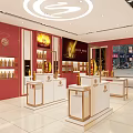 Tobacco and Liquor Store Interior Featuring Red Walls Display Cabinets Wine And Cigarette Displays