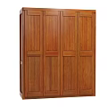 Solid Wooden Four Door Wardrobe with Classic Brown Finish and Simple Design