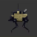 Mechanical Quadruped Robot Character With Yellow Black Body Antenna And Weapon