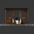 Ancient Building Model With Brick Walls Tiled Roof Windows And Stone Steps