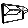 Black Metal Wall Mounted Organizer With Geometric Frame Hooks And Shelf