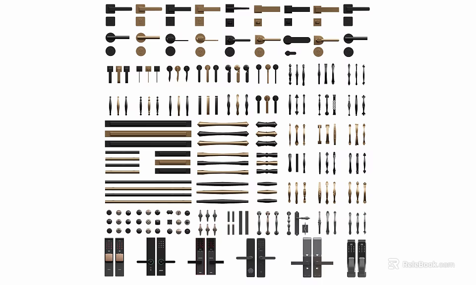 Collection of Modern Door Handles in Various Styles And Metal Finishes For Home Use 3d model 