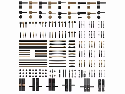 Collection of Modern Door Handles in Various Styles And Metal Finishes For Home Use 3d model