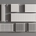 Various White Radiators with Different Designs and Sizes on Gray Background 3d model