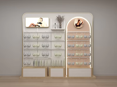 Stylish Display Shelf With Decorative Ornament Set Lingerie Hanging Racks And Plant Decorations 3d model