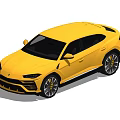 Yellow Sports SUV Car With Black Wheels And Aggressive Front Styling