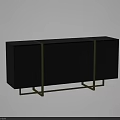 Modern Black Sideboard With Gold Trim And Sleek Cabinet Design