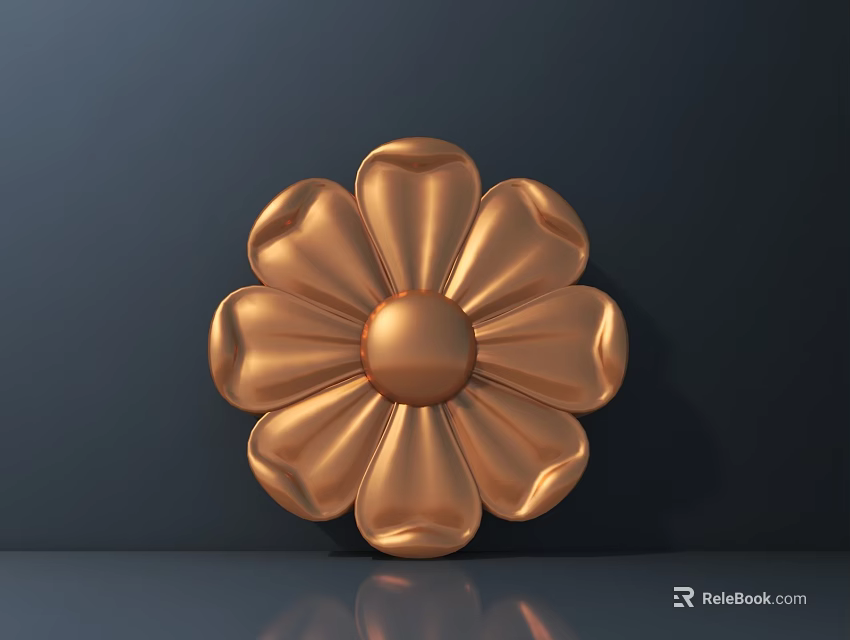 Copper Flower Shaped Decorative Hardware Tool With Glossy Surface For Home Decoration 3d model