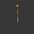 Carved Wooden Staff With Decorative Top And Polished Brown Beige Surface