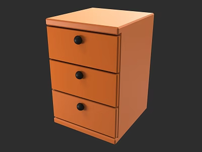 Orange Entryway Side Cabinet With Three Drawers And Black Knobs 3d model